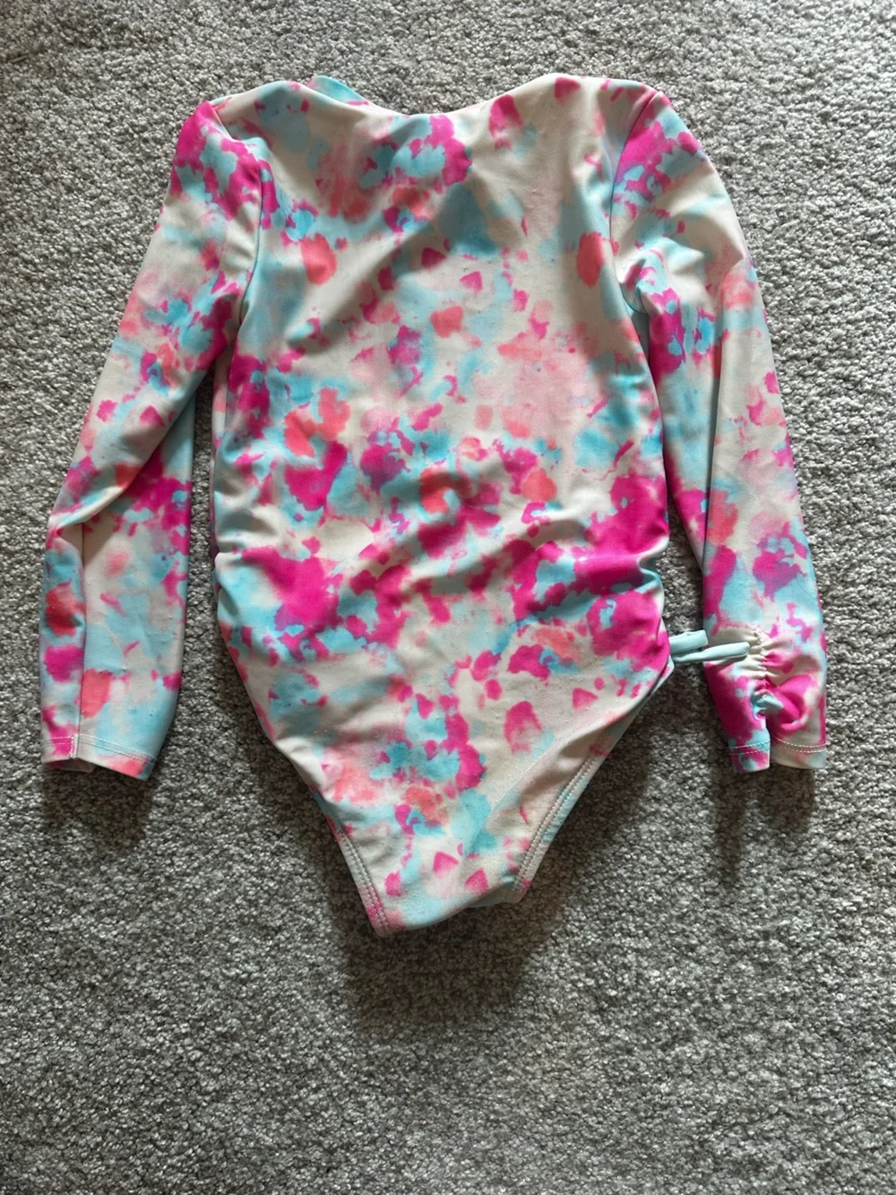 Cat & Jack Pink, Blue & Coral Tie-Dye Long Sleeve Rashguard Swimsuit